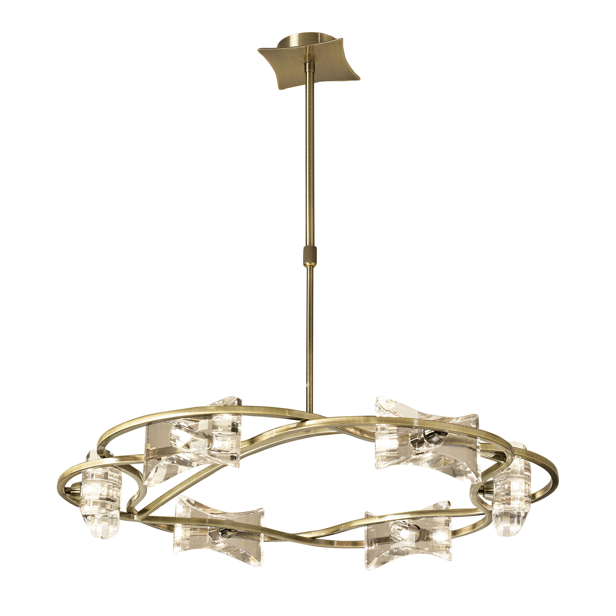 M0887AB  Kromo AB Crystal Telescopic Pendant 6 Light